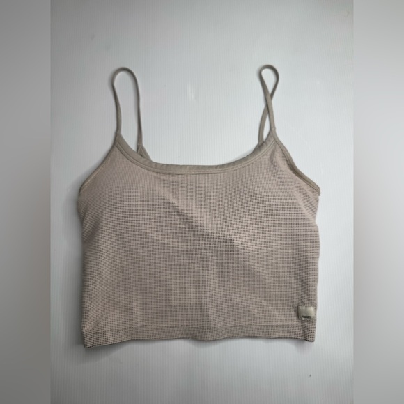 Vuori Cropped Tank Top Built In Bra Beige Size S - Picture 3 of 7